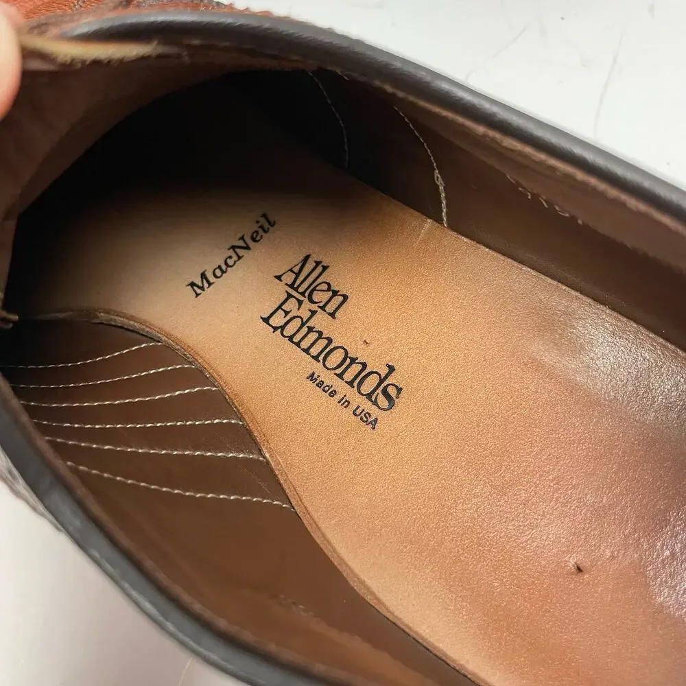 Allen Edmonds | AA Narrow MacNeil Brown Leather Long Wingtip Oxfords Dress Shoes